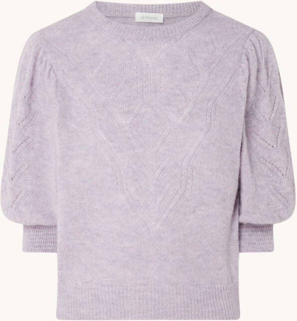 Alchemist Joelle fijngebreide trui in alpaca wolblend met opengebreid dessin