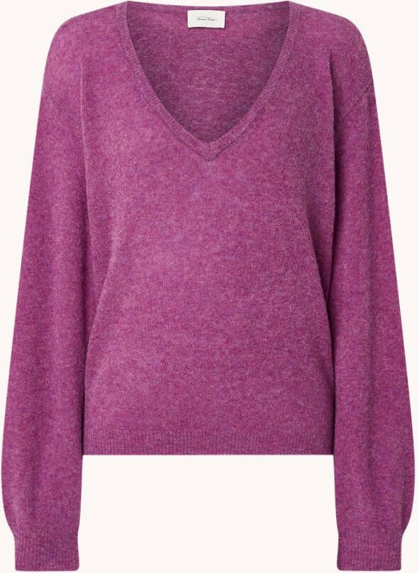 American vintage Razpark fijngebreide pullover in alpaca wolblend met V hals