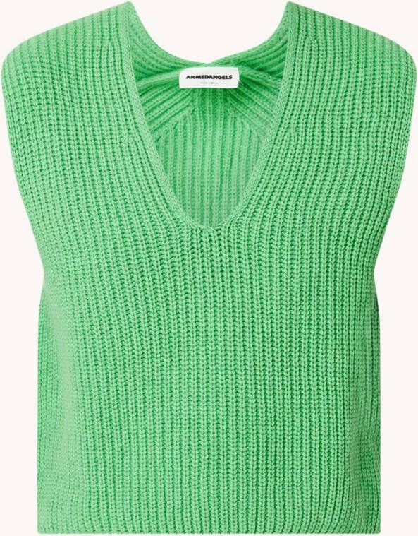 ARMEDANGELS Laadan grofgebreide spencer van wol met logo