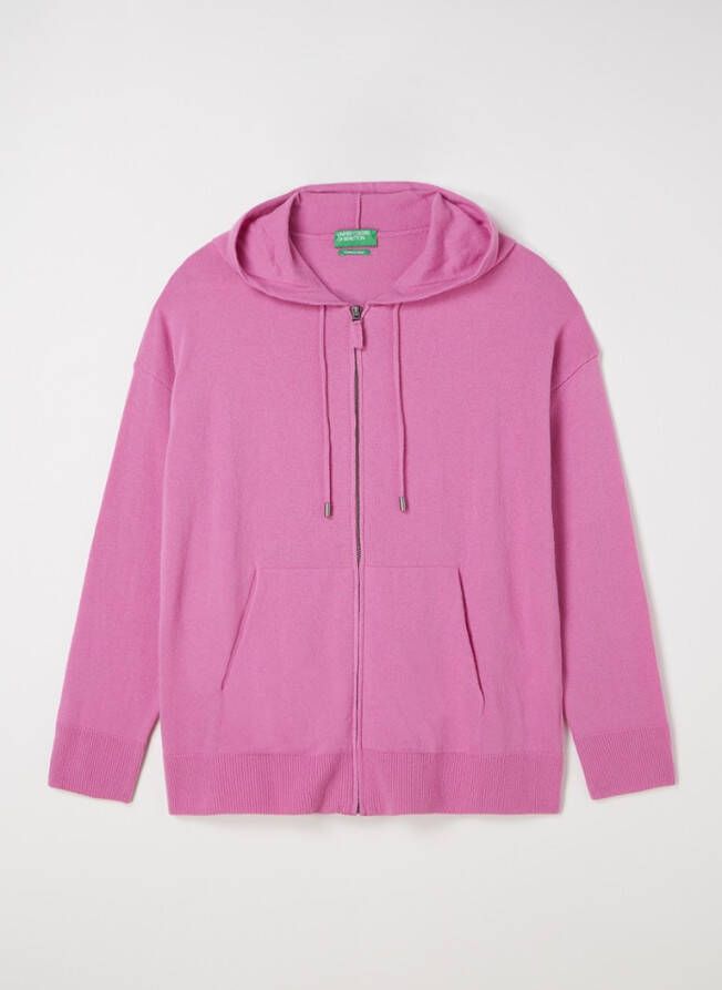 Benetton Fijngebreid vest in kasjmierblend met capuchon