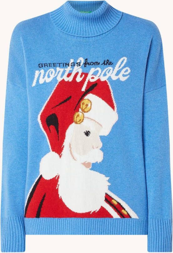 Benetton Fijngebreide coltrui in wolblend met print