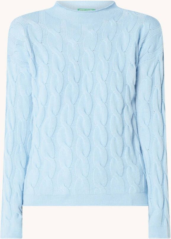 Benetton Kabelgebreide trui met col in kasjmierblend