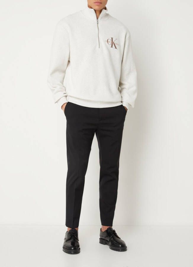 Calvin Klein Lichtgrijze Trui Monologo Waffle Half Zip Hwk