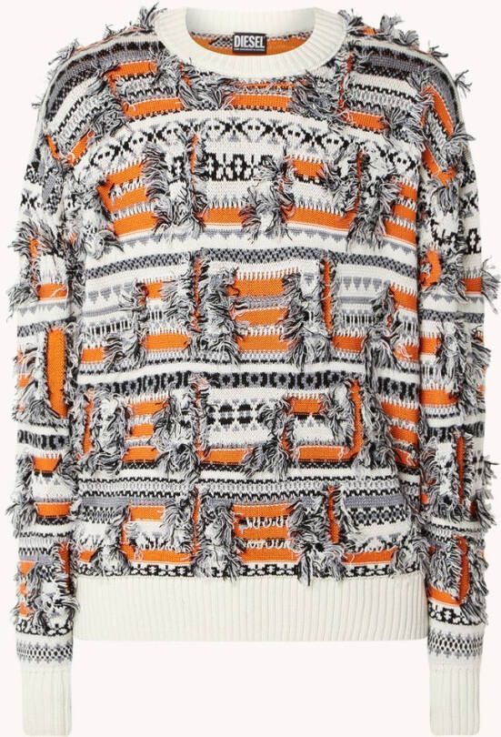 Diesel Asimir grofgebreide trui met print en structuur