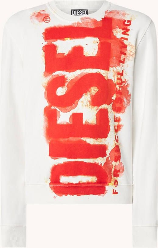 Diesel Bleached logo sweatshirt , Oranje, Heren