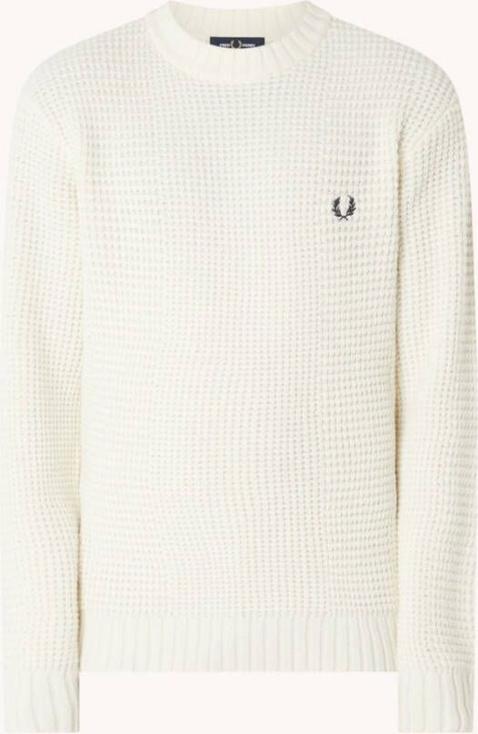 Fred Perry Grofgebreide pullover van wol met structuur