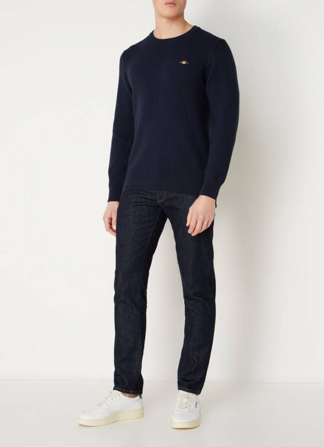 Gant Fijngebreide pullover met structuur en logoborduring