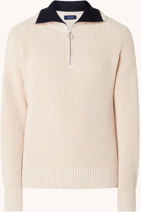Gant Grofgebreide trui van biologisch katoen met halve rits