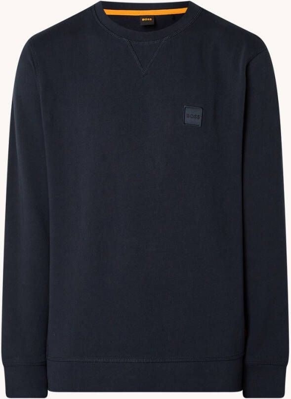 Hugo Boss sweater bordeaux effen katoen ronde hals