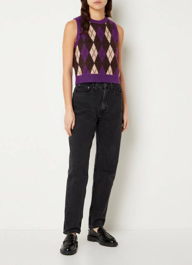 Levi's Deja Vu grofgebreide cropped spencer in wolblend met ruitdessin