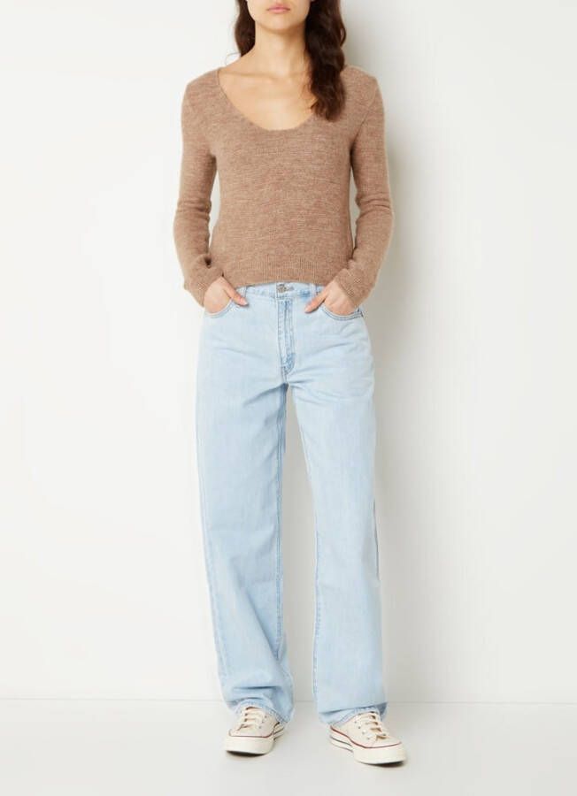 Mango Anubis grofgebreide trui in wolblend met V hals