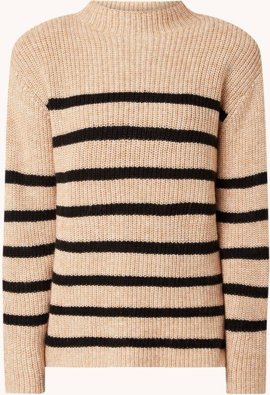 Mango Rion grofgebreide trui met opstaande kraag en streepdessin