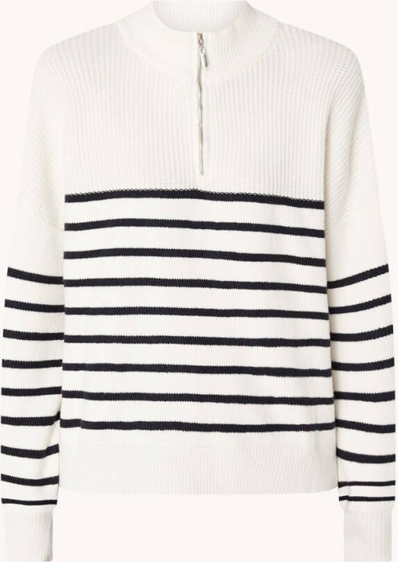 Mango Rizon grofgebreide trui met streepprint en halve rits