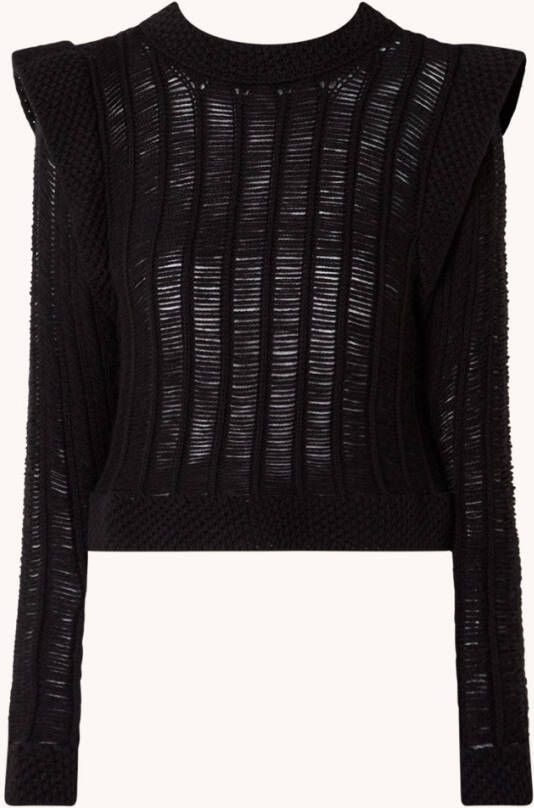 Mango Volado grofgebreide pullover in wolblend met ruches