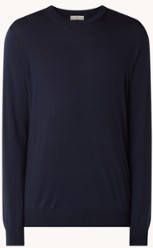 Mango Man fijngebreide trui van merinowol marine