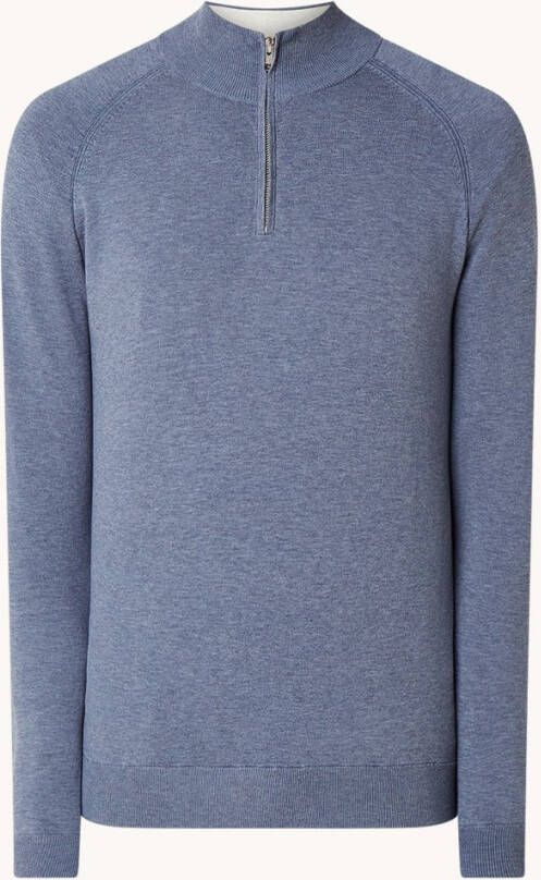 Profuomo Fijngebreide pullover in lyocellblend met halve rits