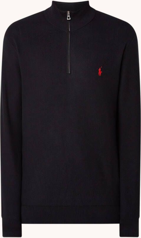 Ralph Lauren Fijngebreide pullover met halve rits en logoborduring