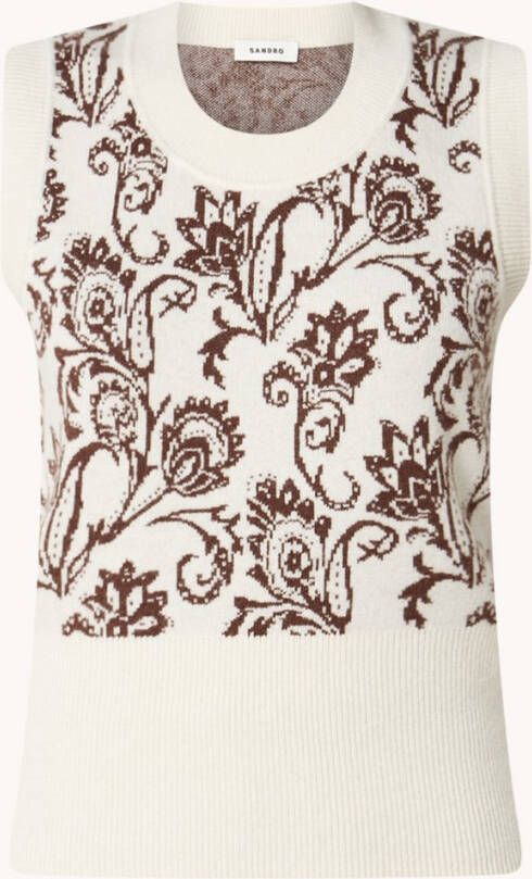 sandro Fijngebreide spencer in wolblend met bloemenprint