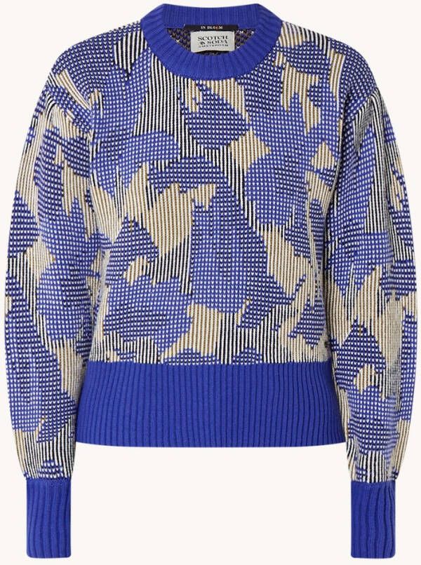 Scotch & Soda Fijngebreide pullover van biologisch katoen met grafische print