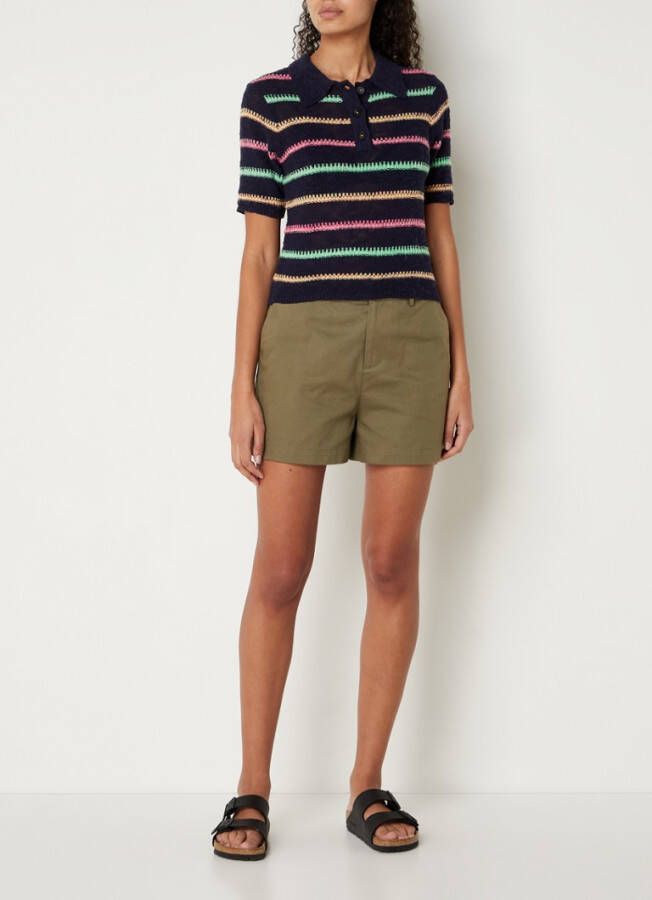 Scotch & Soda Grofgebreide polo met streepprint