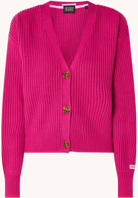 Scotch & Soda Ribgebreid vest van biologisch katoen