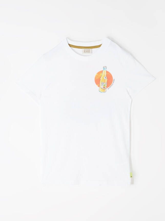 Scotch and Soda T shirts Cotton In Conversion Relaxed Fit Short Sleeved T Shirt Wit
