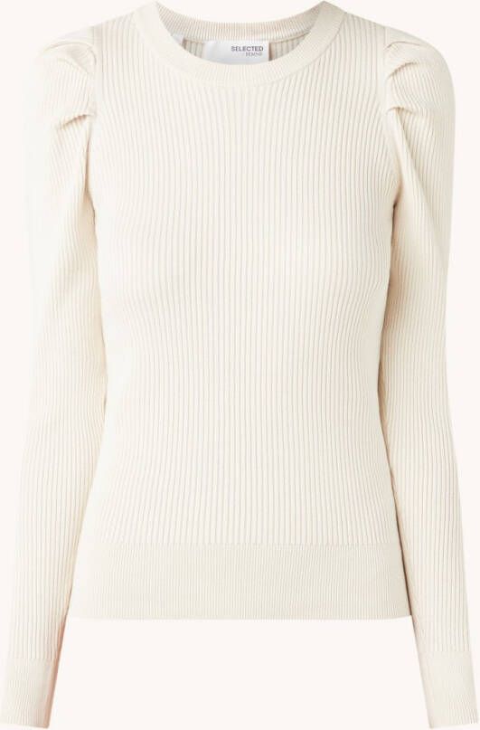 Selected Femme Tops Isla Longsleeve Knit O Neck Sand