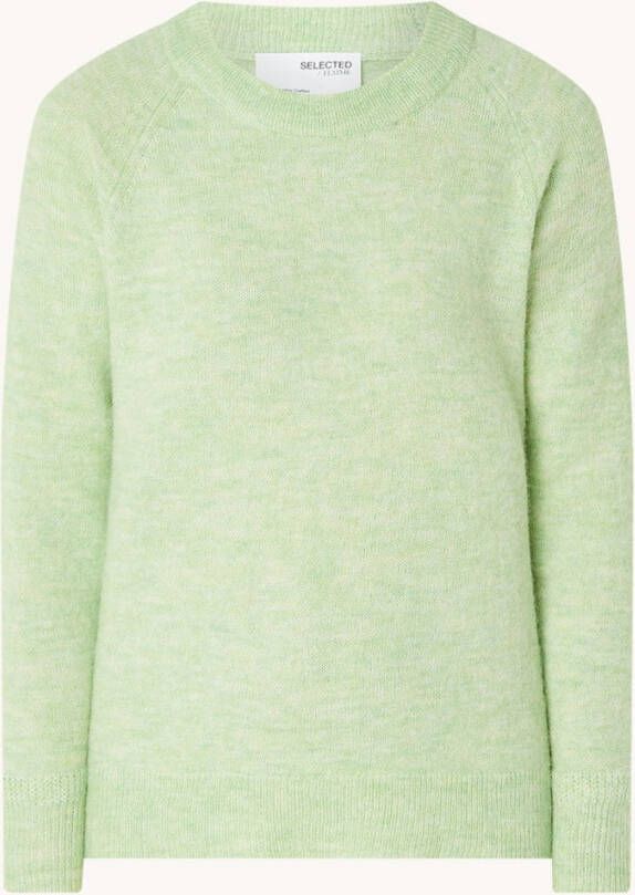 Selected Femme Lulu fijngebreide trui in wolblend met gem&#xEA, leerd dessin