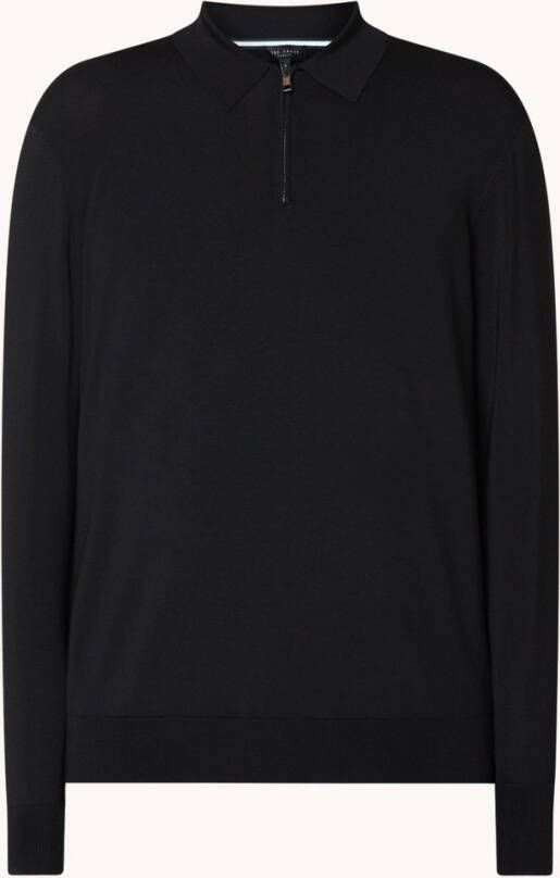Ted Baker Viba regular fit longsleeve polo met halve rits
