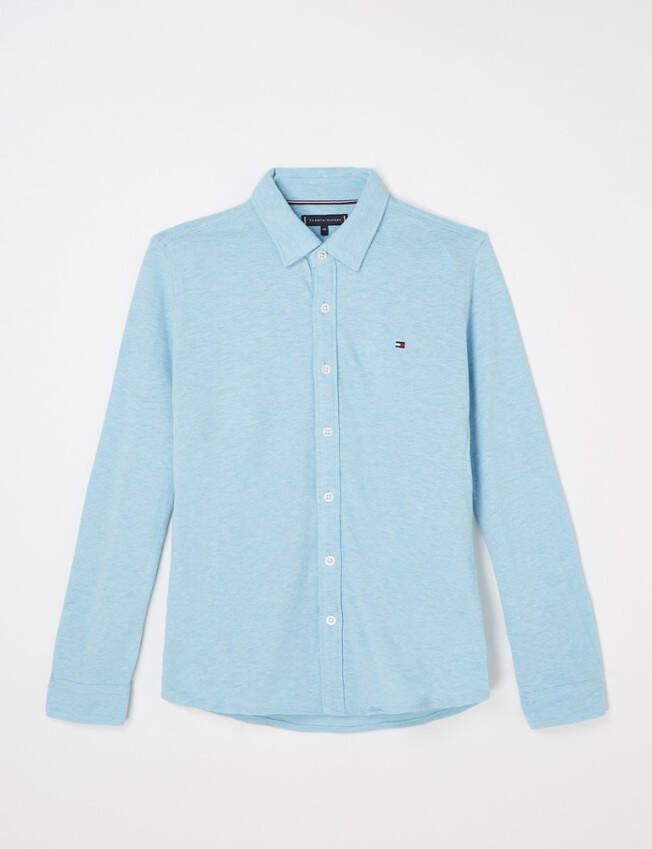 Tommy Hilfiger Lichtblauwe Klassiek Overhemd Stretch Pique Shirt L