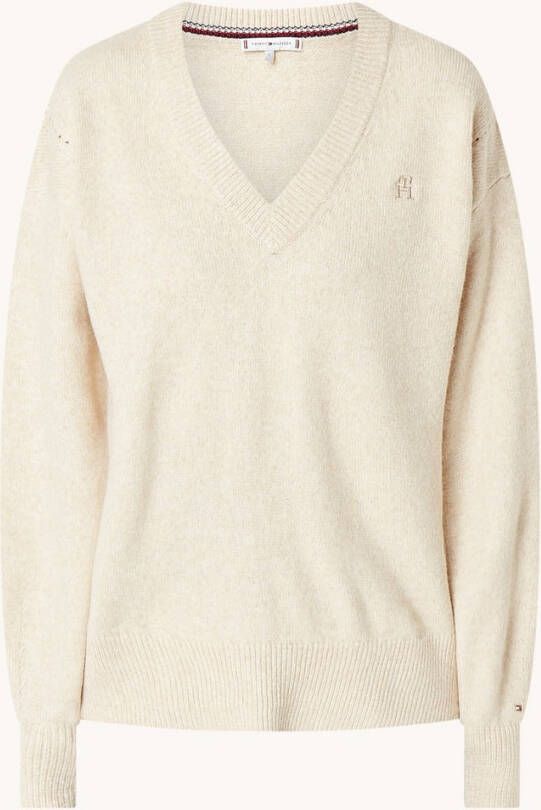 Tommy Hilfiger Oversized trui met V hals en logoborduring