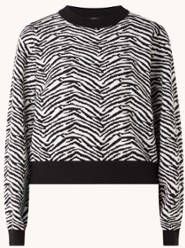 Mango Marty cropped fijngebreide trui met zebraprint