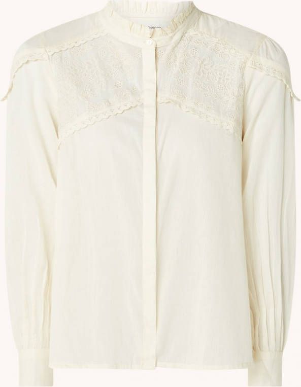 Sofie Schnoor Semi transparante blouse met borduring en opstaande kraag online kopen