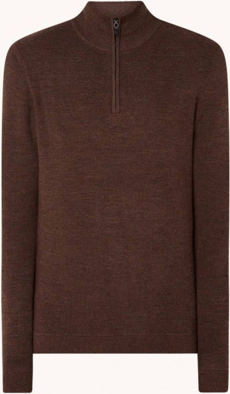 Superdry Fijngebreide pullover in wolblend met halve rits