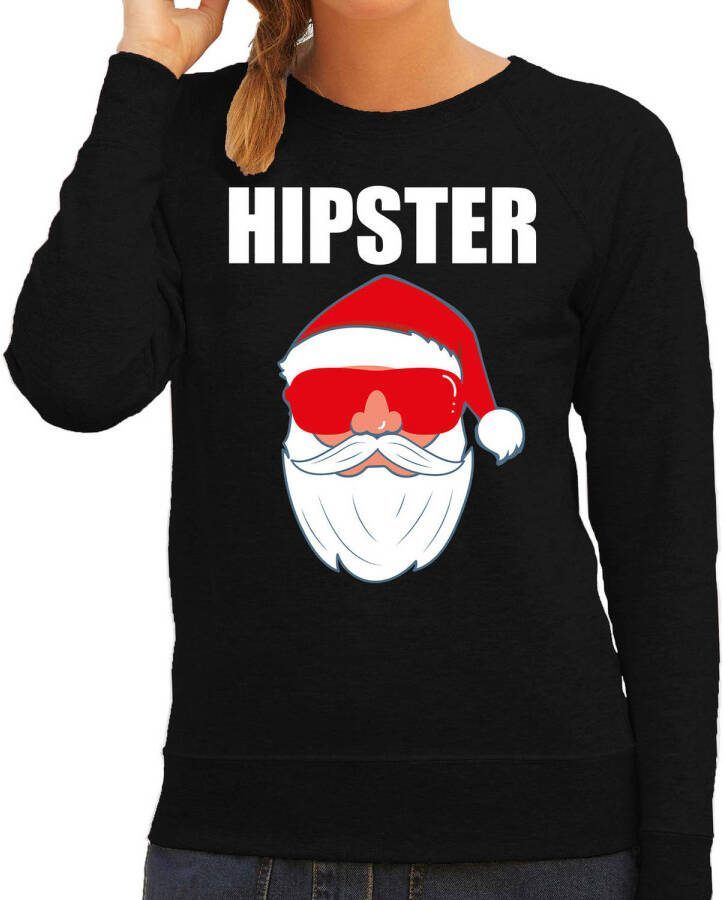 Bellatio Decorations Foute Kerst Sweater/Kerst Outfit Hipster Santa Zwart Voor Dames M Kerst Truien