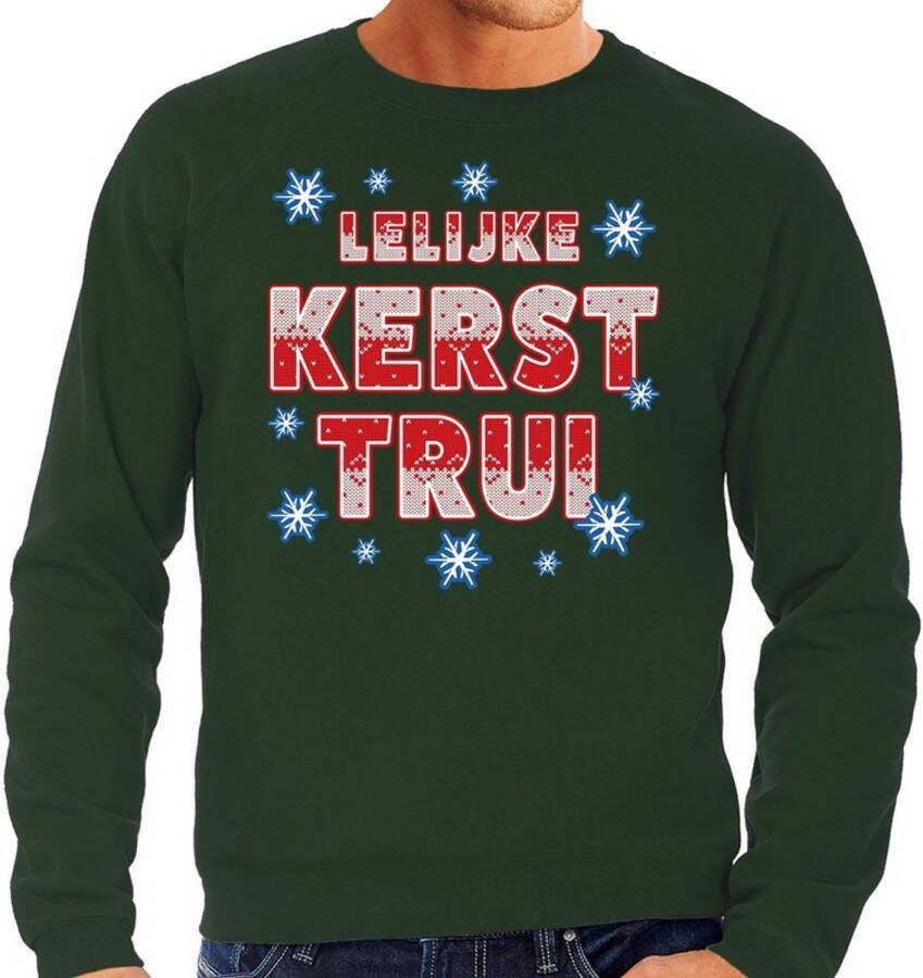 Bellatio Decorations Foute Lelijke Kerst Trui Groen Voor Heren L(52) Kerst Truien