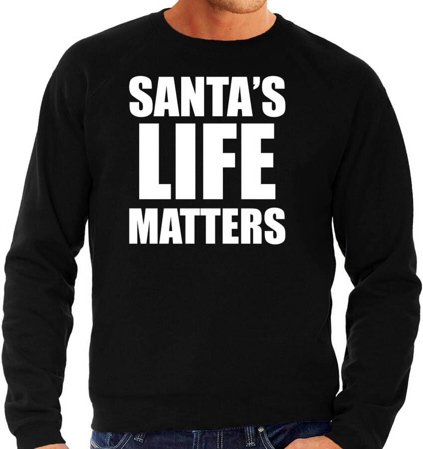 Bellatio Decorations Santas Life Matters Kerst Sweater/Kerst Outfit Zwart Voor Heren S Kerst Truien