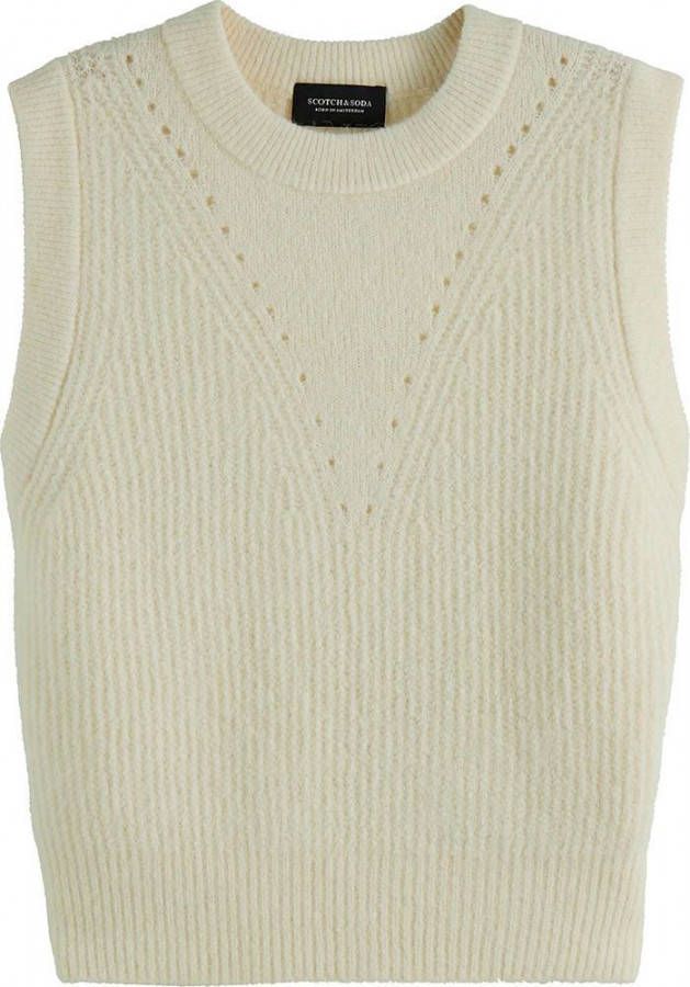 Scotch & Soda Gebroken Wit Spencer Fuzzy Knitted Slip over 164122
