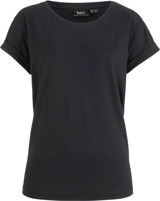bpc bonprix collection Boxy shirt, korte mouw, zwart, 100% katoen