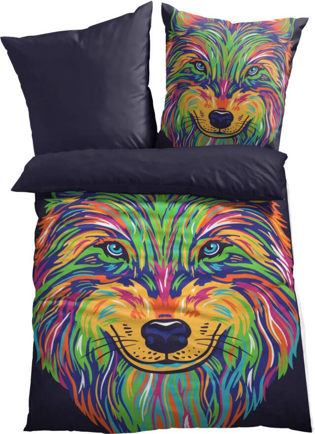 bonprix Dubbelzijdig dekbedovertrek met wolf