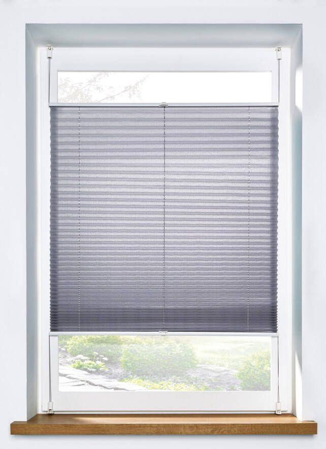 Effen plisségordijn, grijs, 100% polyester