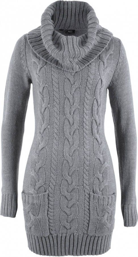 bonprix Gebreide jurk met col en steekzakken