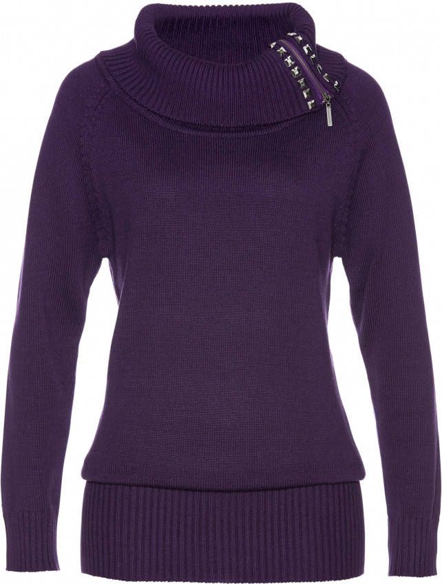 bpc selection Longpullover, donkerpaars, 50% acryl, 50% katoen