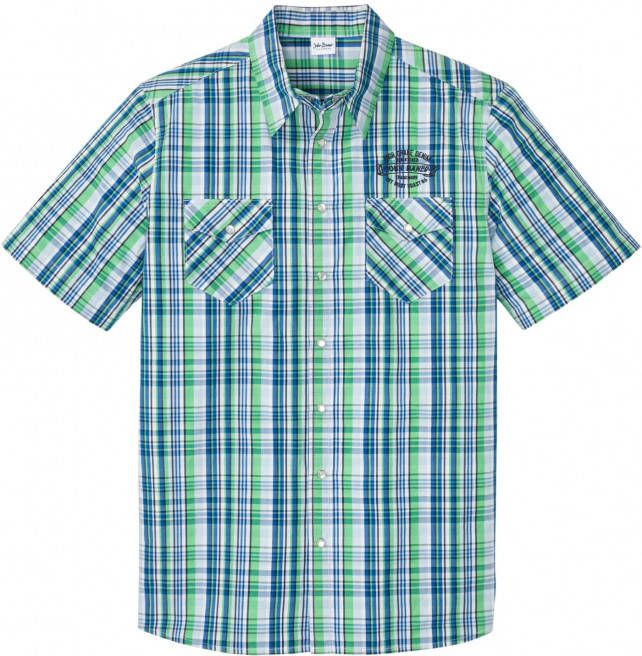 John Baner JEANSWEAR Overhemd met korte mouwen, meigroen/azuurblauw geruit