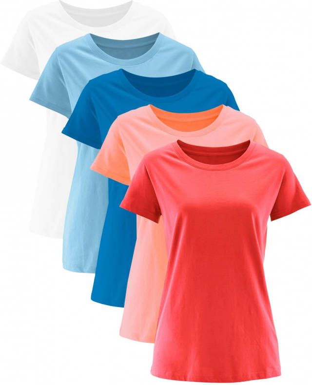 bonprix Shirt met ronde hals(set van 5 ), korte mouw