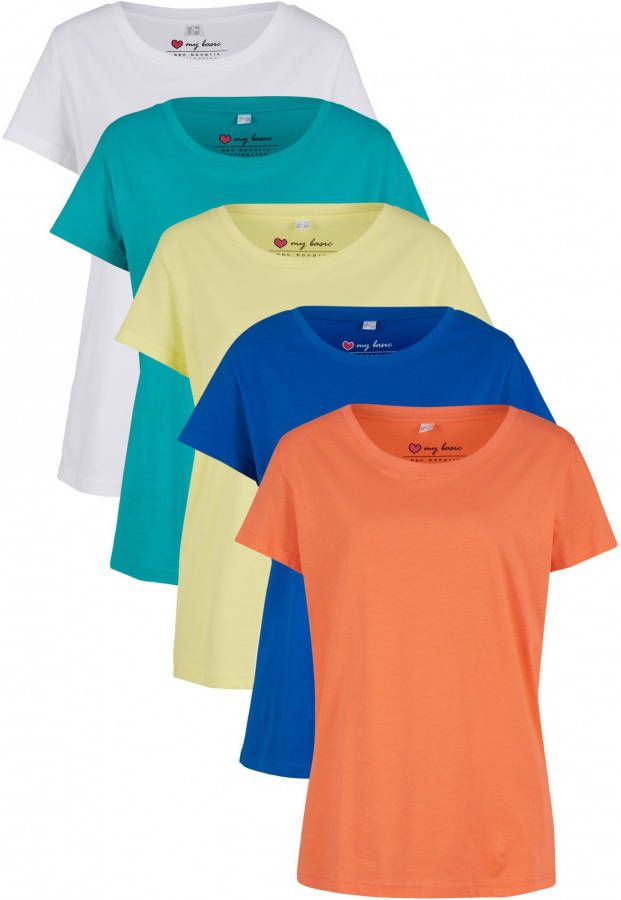 bonprix Shirt met ronde hals(set van 5 ), korte mouw