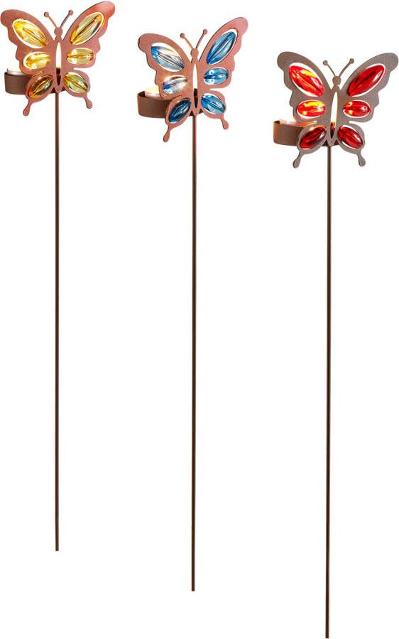 bonprix Theelichthouder met vlinder(set van 3 )