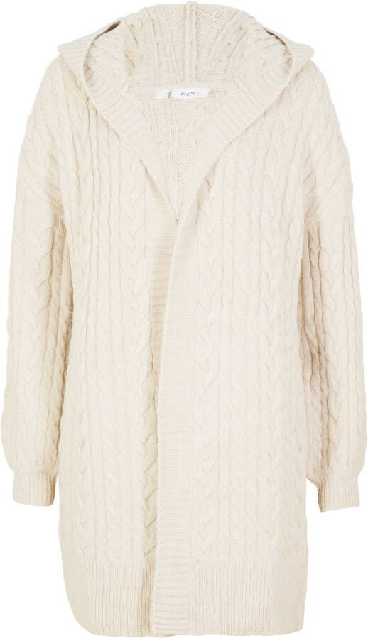 bonprix Vest met kabelpatroon en capuchon