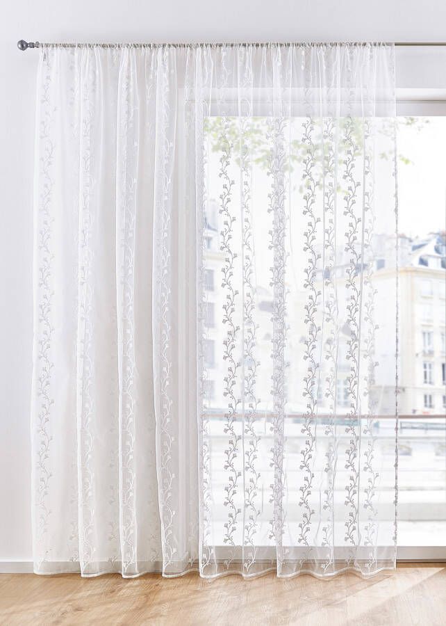 bonprix Vitrage met bloemenborduursel