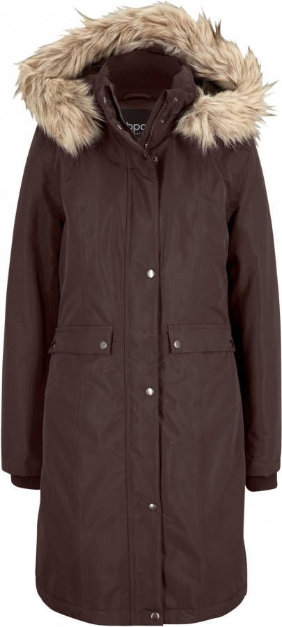 bonprix Lange thermo outdoor jas met capuchon en imitatiebont